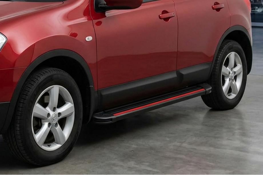 Nissan Qashqai 2014-2021 рр. Бокові пороги Maya Red (2 шт., Алюміній) Фото 1
