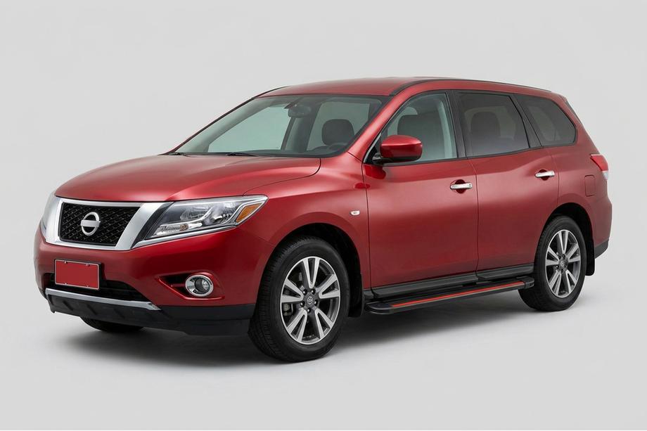 Nissan Pathfinder R52 2012-2021 рр. Бокові пороги Maya Red (2 шт., алюміній) Фото 1