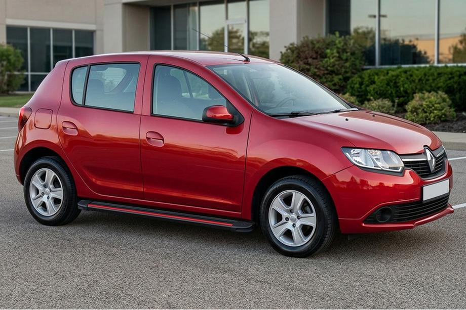 Renault Sandero 2013-2022 рр. Бокові пороги Maya Red (2 шт., алюміній) Фото 1