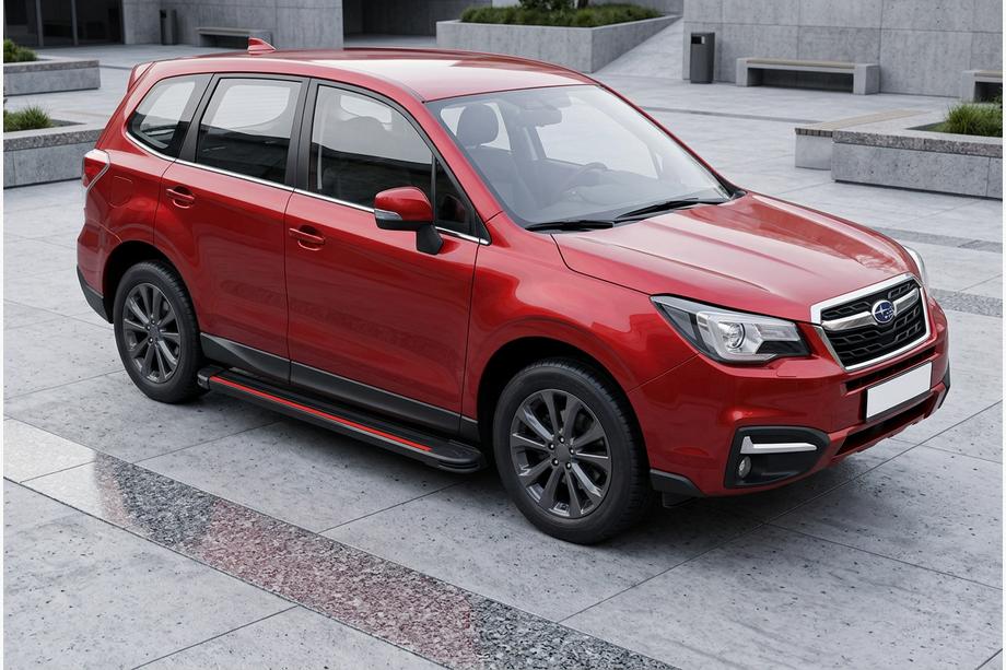 Subaru Forester 2013-2018 рр. Бокові пороги Maya Red (2 шт., алюміній) Фото 1