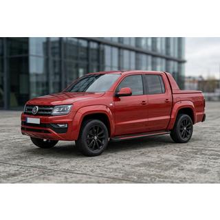 Бокові пороги Maya Red-Black (2 шт., Алюміній) Volkswagen Amarok 2010-2022 рр. фото 1