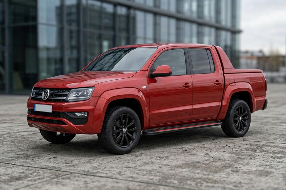 Volkswagen Amarok 2010-2022 рр. Бокові пороги Maya Red-Black (2 шт., Алюміній) Фото 1