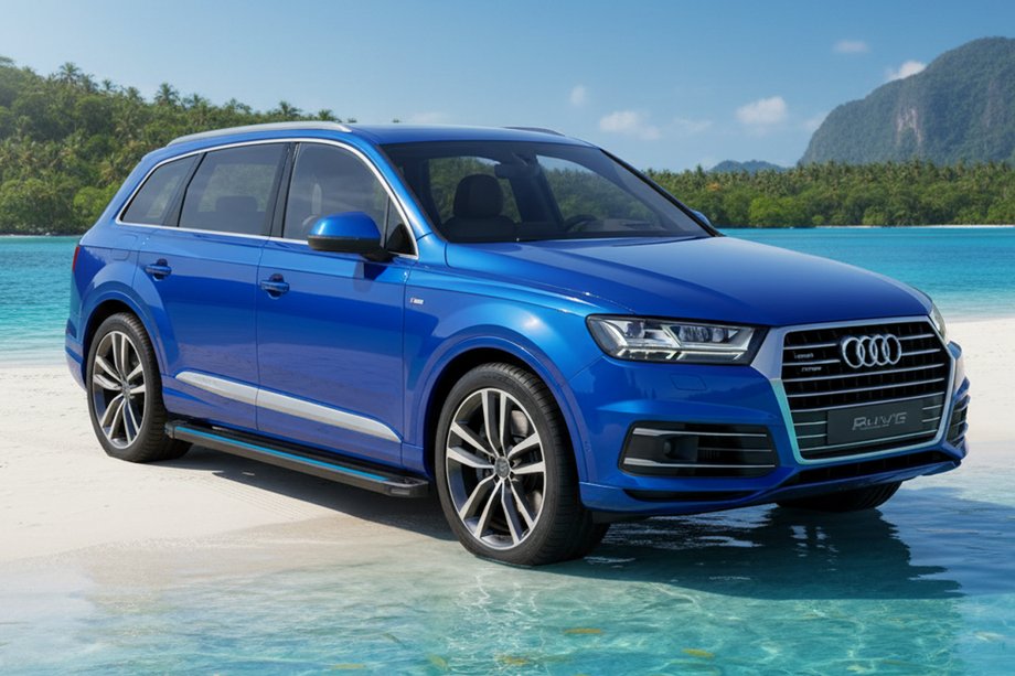 Audi Q7 2015-2026 рр. Бокові пороги Maya Blue (2 шт., алюміній) Фото 1
