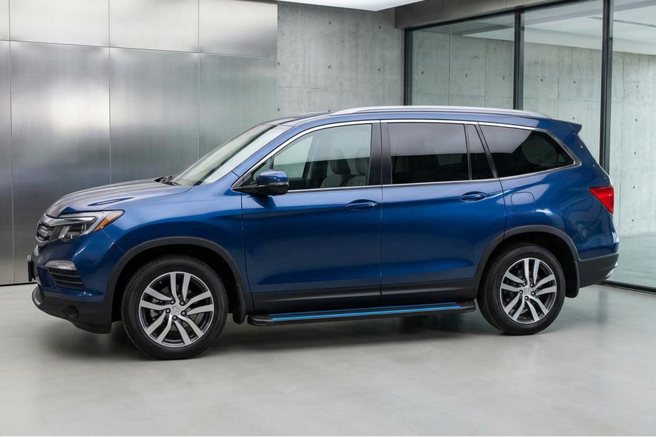 Honda Pilot 2015-2022 рр. Бокові пороги Maya Blue (2 шт., алюміній) Фото 1