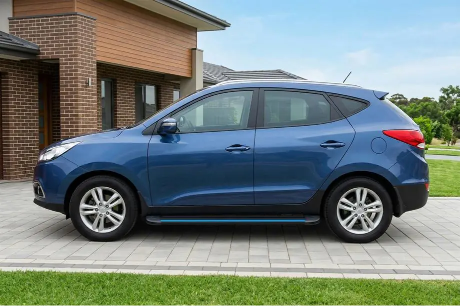 Hyundai IX-35 2010-2015 рр. Бокові пороги Maya Blue (2 шт., алюміній) Фото 1