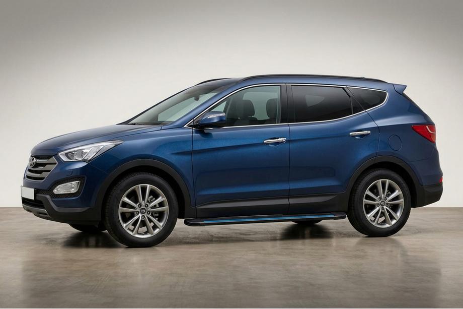 Hyundai Santa Fe 3 2012-2018 рр. Бокові пороги Maya Blue (2 шт., алюміній) Фото 1