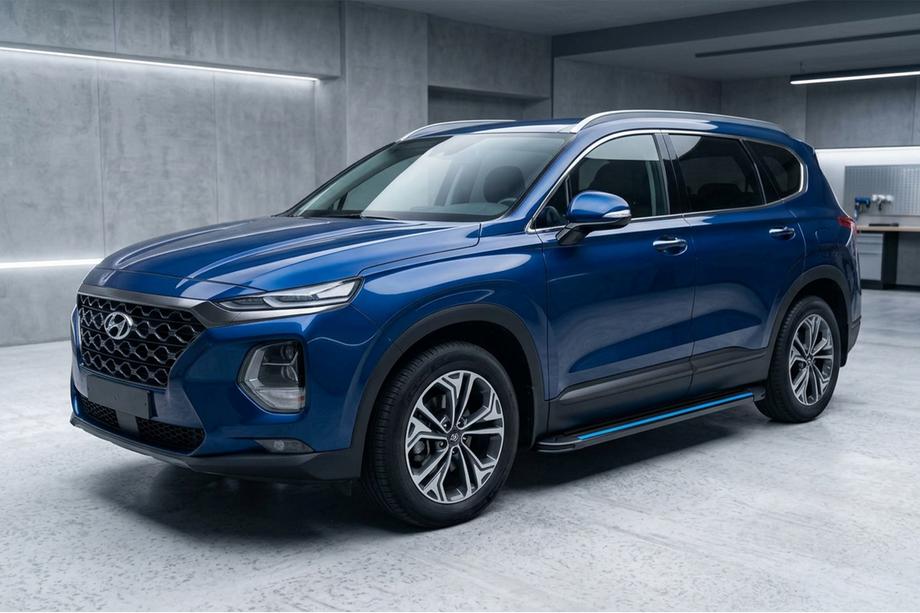 Hyundai Santa Fe 4 2018-2023 рр. Бокові пороги Maya Blue (2 шт., алюміній) Фото 1
