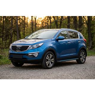 Бокові пороги Maya Blue-Black (2 шт., Алюміній) Kia Sportage 2010-2015 рр. фото 1