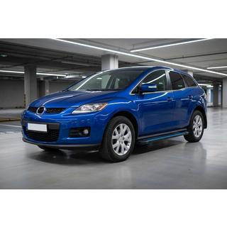Бокові пороги Maya Blue (2 шт., алюміній) Mazda CX-7 2006-2012 рр. фото 1