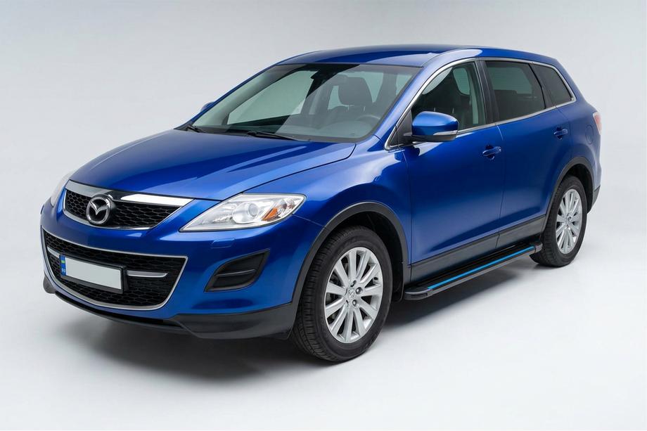 Mazda CX-9 2007-2016 рр. Бокові пороги Maya Blue (2 шт., алюміній) Фото 1