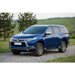 Бокові пороги Maya Blue (2 шт., алюміній) Mitsubishi Pajero Sport 2015- рр. фото 1
