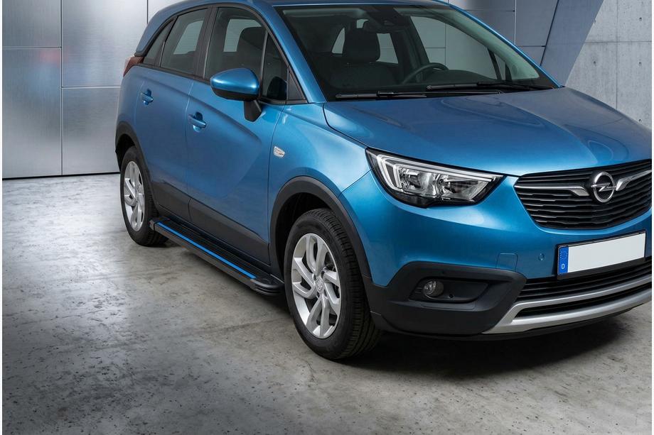 Opel Crossland X 2017-2024 рр. Бокові пороги Maya Blue (2 шт., алюміній) Фото 1
