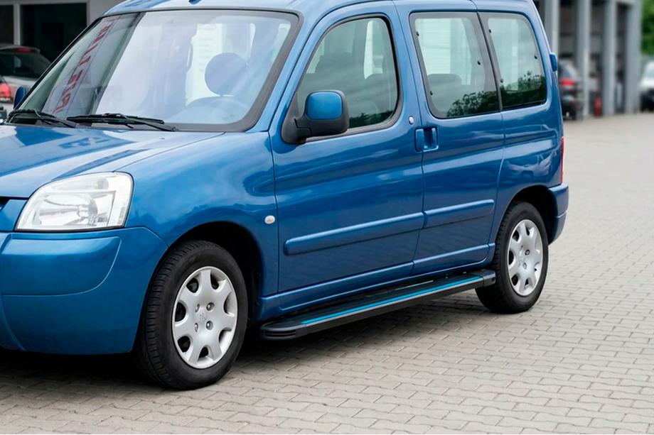 Peugeot Partner 1996-2008 рр. Бокові пороги Maya Blue (2 шт., алюміній) Фото 1