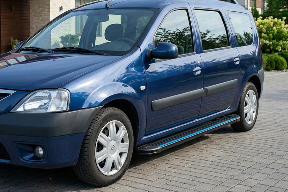 Renault Logan MCV 2005-2013 рр. Бокові пороги Maya Blue (2 шт., алюміній) Фото 3