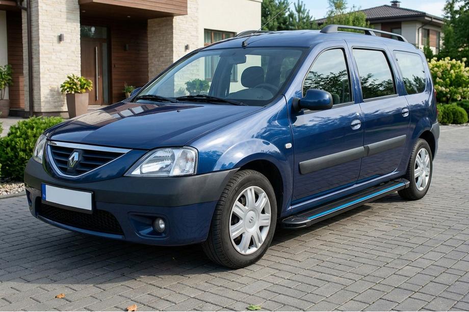 Renault Logan MCV 2005-2013 рр. Бокові пороги Maya Blue (2 шт., алюміній) Фото 1
