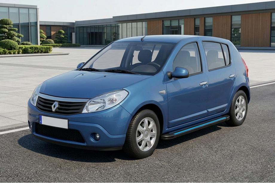 Renault Sandero 2007-2013 рр. Бокові пороги Maya Blue (2 шт., алюміній) Фото 1