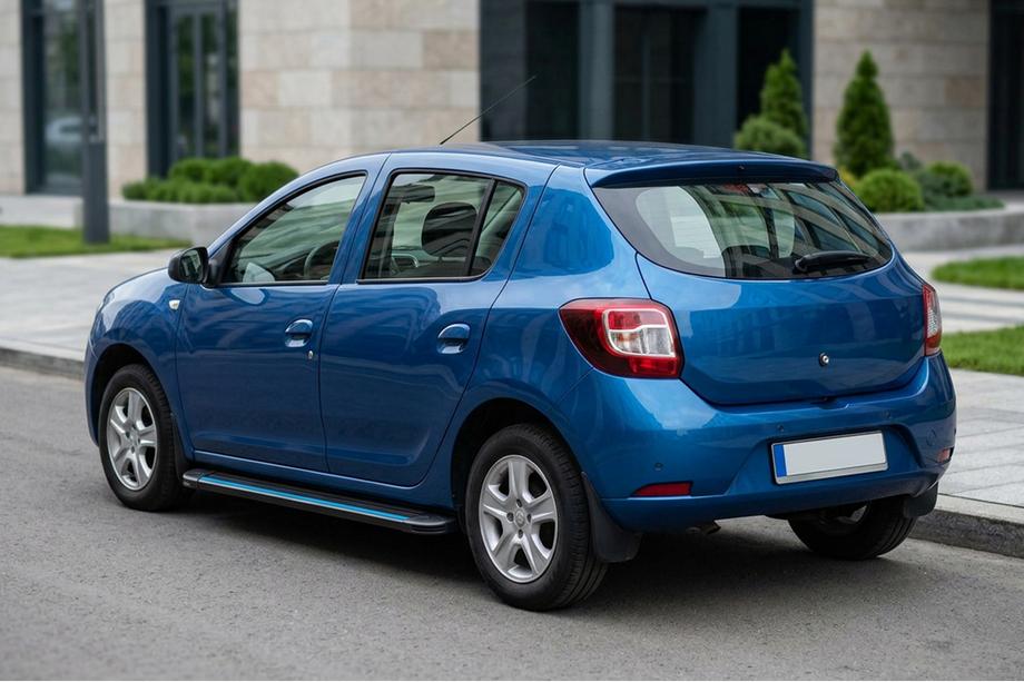 Renault Sandero 2013-2022 рр. Бокові пороги Maya Blue (2 шт., алюміній) Фото 1