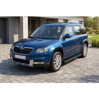 Бокові пороги Maya Blue (2 шт., алюміній) Skoda Yeti 2009-2017 рр. фото 1
