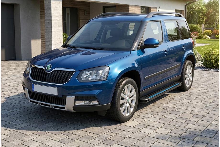 Skoda Yeti 2009-2017 рр. Бокові пороги Maya Blue (2 шт., алюміній) Фото 1