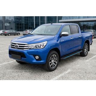 Бокові пороги Maya Blue (2 шт., алюміній) Toyota Hilux 2015- рр. фото 1