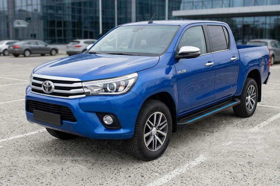 Toyota Hilux 2015- рр. Бокові пороги Maya Blue (2 шт., алюміній) Фото 1