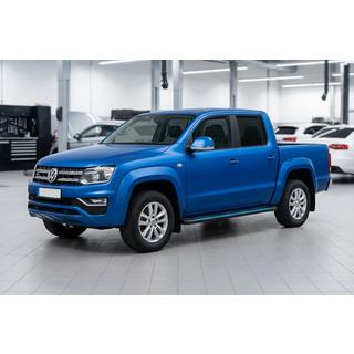 Бокові пороги Maya Blue-Black (2 шт., Алюміній) Volkswagen Amarok 2010-2022 рр. фото 1