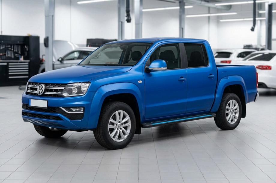 Volkswagen Amarok 2010-2022 рр. Бокові пороги Maya Blue-Black (2 шт., Алюміній) Фото 1