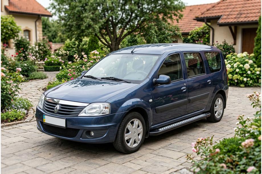 Dacia Logan MCV 2004-2014 рр. Бокові пороги New Vision Black (2 шт., алюміній) Фото 1
