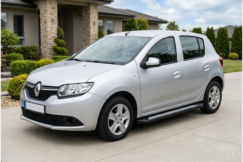 Dacia Sandero 2013-2020 рр. Бокові пороги New Vision Black (2 шт., алюміній) Фото 1