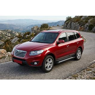 Бокові пороги New Vision Black (2 шт., алюміній) Hyundai Santa Fe 2 2006-2012 рр. фото 1