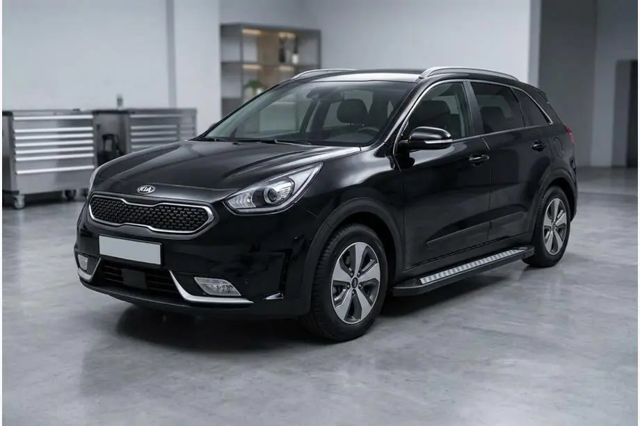 Kia Niro 2016-2021 рр. Бокові пороги New Vision Black (2 шт., алюміній) Фото 1