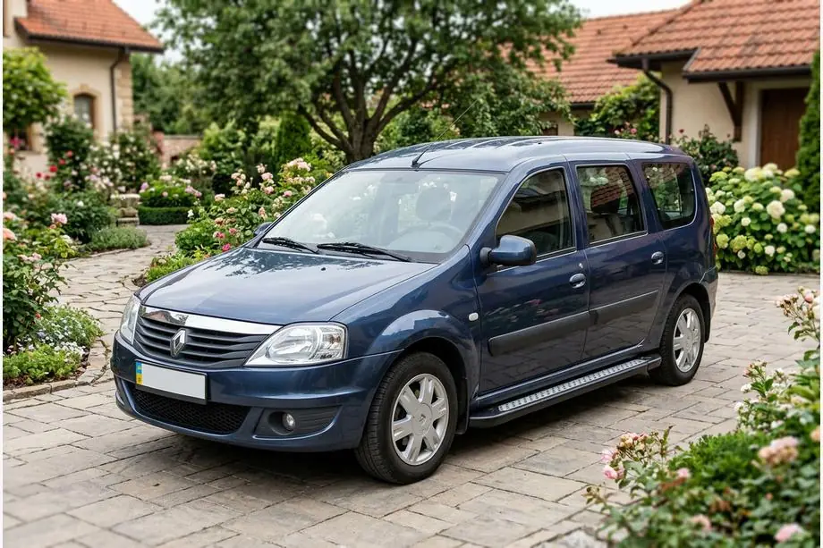 Renault Logan MCV 2005-2013 рр. Бокові пороги New Vision Black (2 шт., алюміній) Фото 1
