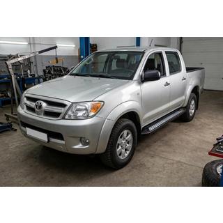 Бокові пороги New Vision Black (2 шт., алюміній) Toyota Hilux 2006-2015 рр. фото 1