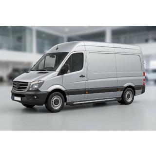 Бокові пороги New Vision Black (2 шт., алюміній) Volkswagen Crafter 2006-2016 рр. фото 1