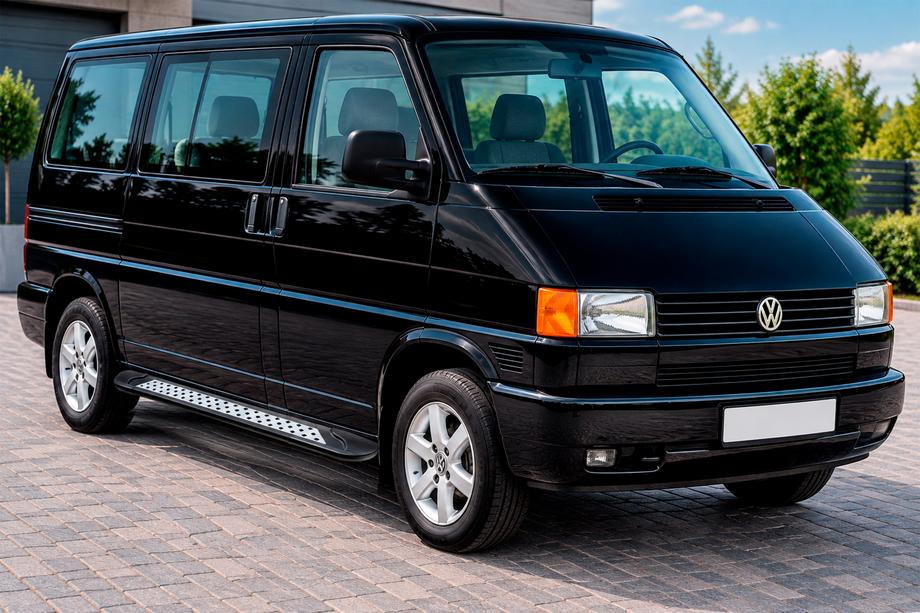 Volkswagen T4 Transporter 1990-2003 рр. Бокові пороги Vision New Black (2 шт., Алюміній) Фото 1