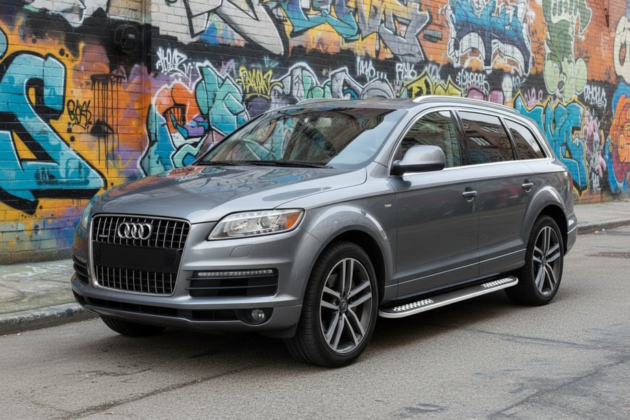 Audi Q7 2005-2015 рр. Бокові пороги Tayga V2 (2 шт., алюміній) Фото 1