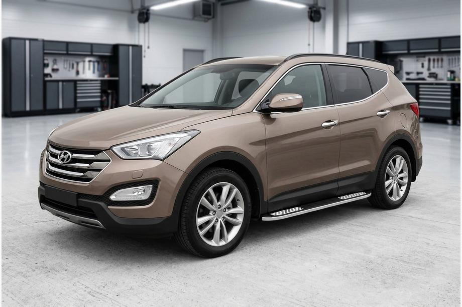 Hyundai Santa Fe 3 2012-2018 рр. Бокові пороги Tayga V2 (2 шт., алюміній) Фото 1