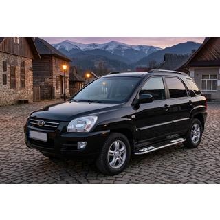 Бокові пороги Tayga V2 (2 шт., алюміній) Kia Sportage 2004-2010 рр. фото 1