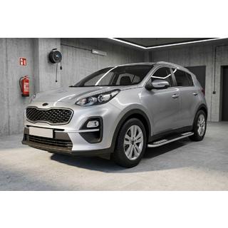 Бокові пороги Tayga V2 (2 шт., алюміній) Kia Sportage 2015-2021 рр. фото 1