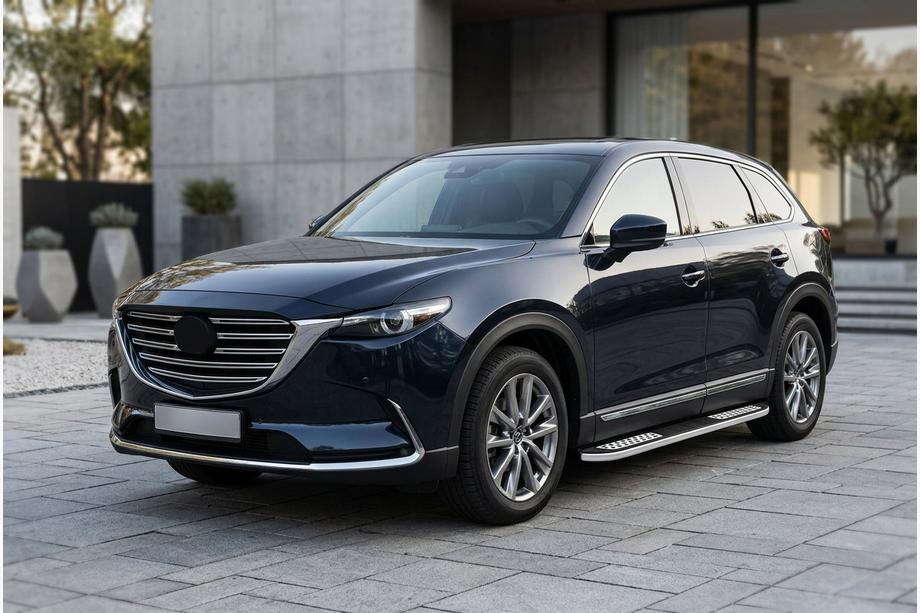 Mazda CX-9 2017- рр. Бокові пороги Tayga V2 (2 шт., алюміній) Image