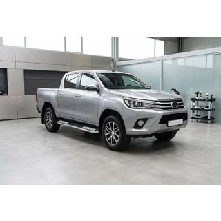 Бокові пороги Tayga V2 (2 шт., алюміній) Toyota Hilux 2015- рр. фото 1
