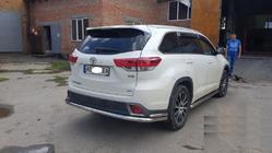 Toyota Highlander 2013-2019 рр. Задній захист AK005-2 (2 шт., нерж) фото 2