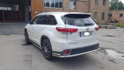 Toyota Highlander 2013-2019 рр. Задній захист AK005-2 (2 шт., нерж) фото 5