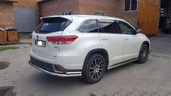 Toyota Highlander 2013-2019 рр. Задній захист AK005-2 (2 шт., нерж) фото 6