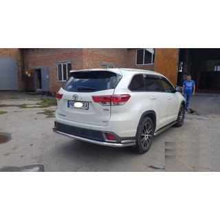 Задній захист AK005-2 (2 шт., нерж) Toyota Highlander 2013-2019 рр. фото 2