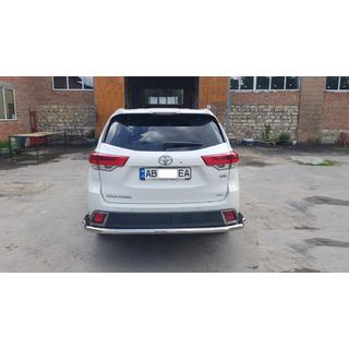 Задній захист AK005-2 (2 шт., нерж) Toyota Highlander 2013-2019 рр. фото 3