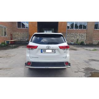 Задній захист AK005-2 (2 шт., нерж) Toyota Highlander 2013-2019 рр. фото 4