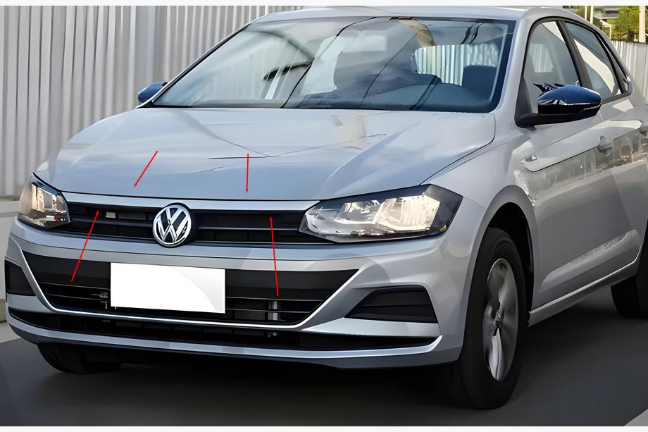 Volkswagen Polo 2017- рр. Накладка на решітку (верхня, нерж) Image