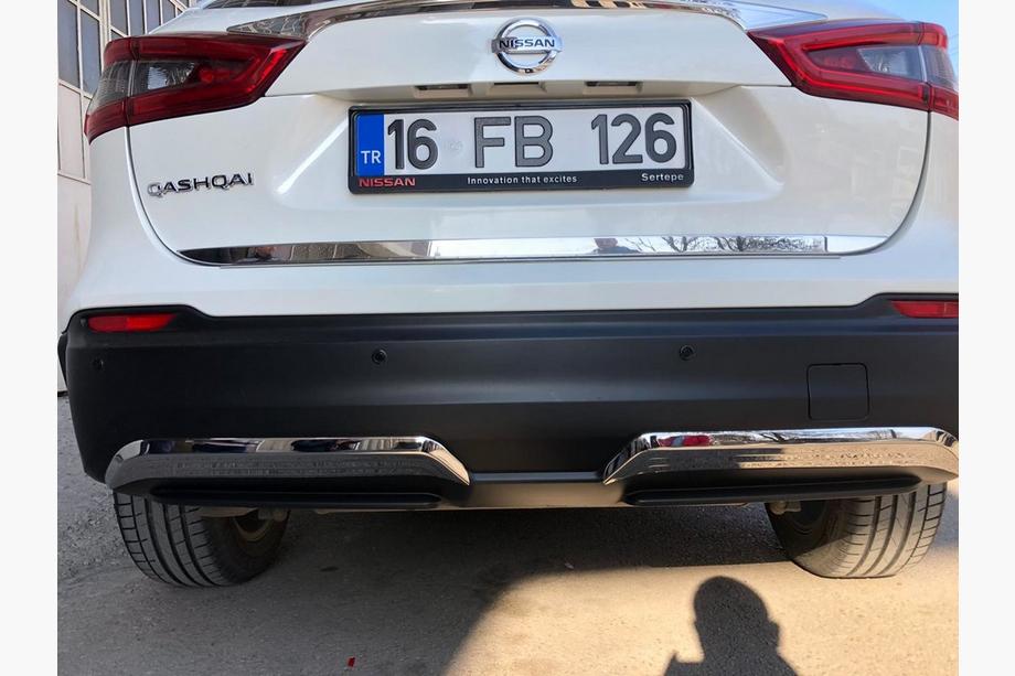 Nissan Qashqai 2014-2021 рр. Накладки на торец заднього бампера (2017-2021, нерж) Фото 2