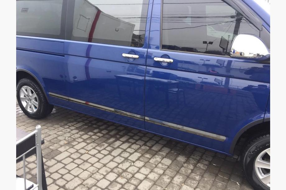 Volkswagen T5 Multivan 2003-2010 рр. Молдинги на двері (нерж, Чорний хром) Короктая база, OmsaLine - Італійська нержавійка Фото 2